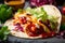 Tasty and Colorful Taco Close-up with Fresh Ingredients and Fiery Sauce