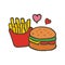 Tasty Combo Menu Burger and French fries Vector Illustration.
