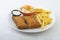 Tasty cordons bleus plate served with fries, dip and Coleslaw 