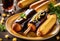 A tasty corn dog, but replace the hot dog with a banana dipped in chocolate sauce.