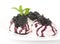 Tasty cream dessert with fresh mulberry