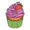 Tasty cupcake emblem colorful detailed