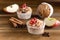 Tasty Cupcakes With Berries on Top Wooden Background Homemade Cupcake with Berry Apple and Spices