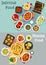 Tasty dinner dishes icon for food theme design