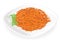 Tasty dish. Korean carrot with dill and parsley on a plate. Dietary, vegetarian, healthy food. Vector illustration