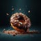 Tasty donut frosted with chocolate and sprinkled with cookie crumbles. Created with generative AI