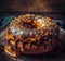 Tasty doughnut topped with melted caramel and sprinkled with poppy seeds. Created with generative AI