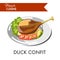 Tasty duck confit from french cuisine isolated illustration