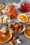 Tasty food concept - delicious dried fruits, tasty dried food