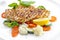 Tasty food. Grilled chicken breasts and vegetables . High quality image