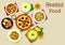 Tasty food icon for lunch menu design