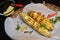 Tasty and fresh homemade corn in wooden basket