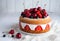 Tasty fresh strawberry cake homemade traditional gourmet sweet dessert