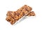 Tasty granola bars on white background. Healthy snack