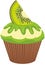 Tasty green cupcake of kiwi