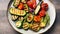 Tasty grilled vegetables. Healthy food. Vegetarian and vegan food. Organically grown products.