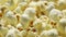 Tasty group of salted popcorn full frame close up