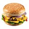 tasty hamburger with fresh and tasty cheese