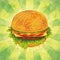 Tasty hamburger on grunge background