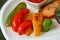 Tasty and healthy grilled colorful bell peppers for salmon steak side dish