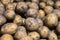 Tasty, healthy raw potatoes on the supermarket counter