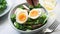 Tasty healthy salad with boiled egg and cucumber