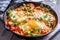 Tasty and Helthy Shakshuka in a Frying Pan.