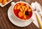 Tasty homemade stew of asturian beans with sausages. Spanish cuisine