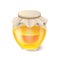 Tasty honey in glass jar Realistic honey icon