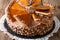 Tasty Hungarian Dobosh torte with caramel decoration close-up. h