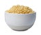 Tasty instant noodles in bowl isolated