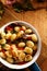 Tasty Italian gnocchi with fresh fall mushrooms