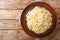 Tasty Italian Spaghetti Cacio e Pepe closeup in the plate. Horizontal top view