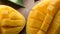 Tasty juicy mango closeup view