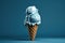 tasty melting blue ice cream AI generated