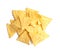 Tasty Mexican nachos chips on white background