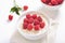 Tasty oatmeal porridge with raspberries