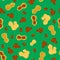 Tasty Peanut Seamless Pattern Isolated on Green Background. Nut Seeds