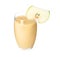 Tasty pear juice and fruit slice isolated on white