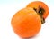 Tasty persimmons kaki fruit on white background