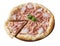 Tasty pizza with ham and brisket isolated