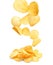 Tasty potato chips falling