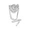 Tasty realistic french fries in carton board box drawing isolated on white background. Hand drawn vector sketch illustration in