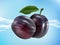 tasty ripe plum in clean water. Realistic style.