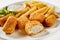 Tasty seafood appetizer of breaded kibbeling