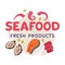 Tasty Seafood and Fresh Sea Product Vector Composition