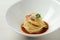 Tasty spaghetti with sauce on white wooden table, closeup. Exquisite presentation of pasta dish
