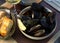 Tasty steamed mussels