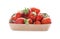 Tasty strawberries in cardboard container isolated