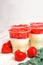 Tasty strawberry mousse pudding or panna cota